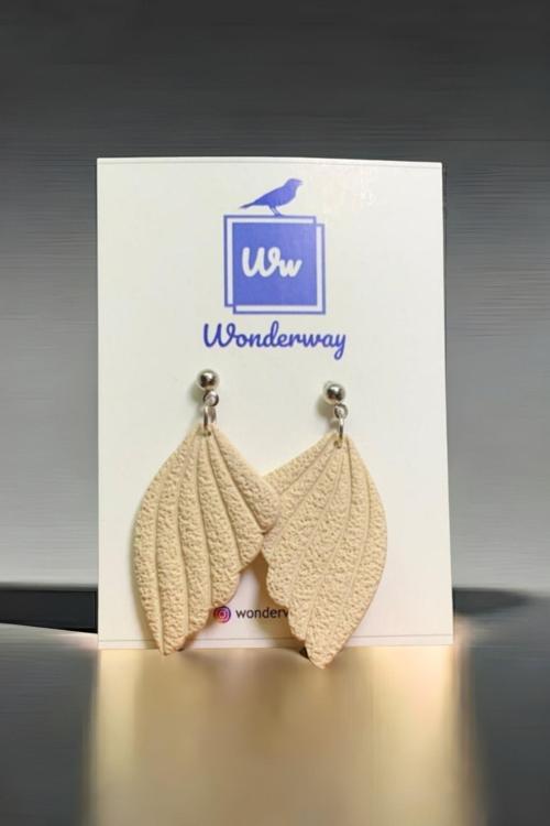 Özel Tasarım El Yapımı Polimer Kil Küpe Ekru