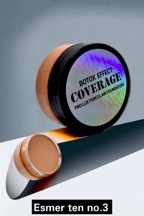 Yoğun Kapatıcı Porselen Fondöten- Botox Effect No:3 Esmer Ten - Sünger Ve Göz Kalemi Hediyesi Ile Esmer Ten