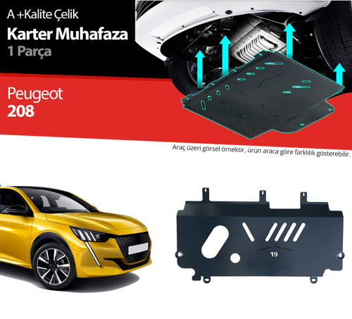 Peugeot 208 Çelik Karter Muhafaza Koruma 2019 2020 2021 2022 2023 2024