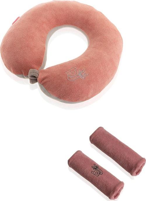 Bebek Boyun Koruyucu Emniyet Kemeri + Yastık Oto Güvenlik Seti Pembe