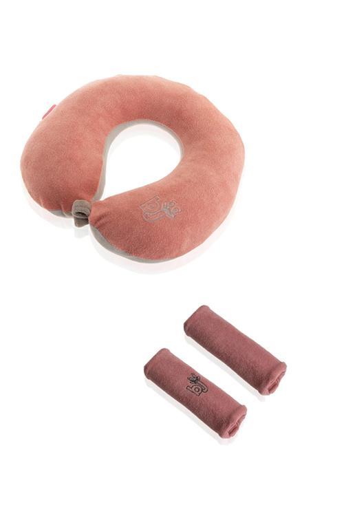 Bebek Boyun Koruyucu Emniyet Kemeri + Yastık Oto Güvenlik Seti Pembe
