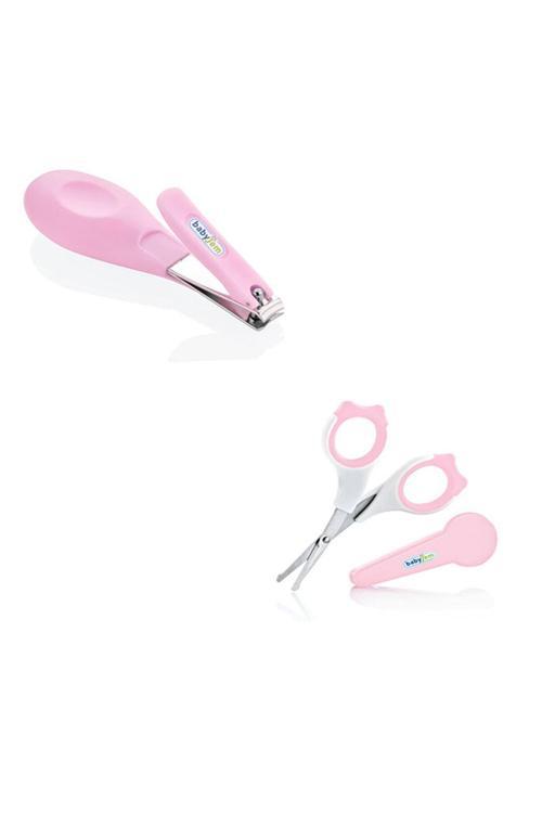 Bebek Tırnak Makası Seti - Kapaklı Tırnak Makası + Çıt Çıt Tırnak Makası - Pembe