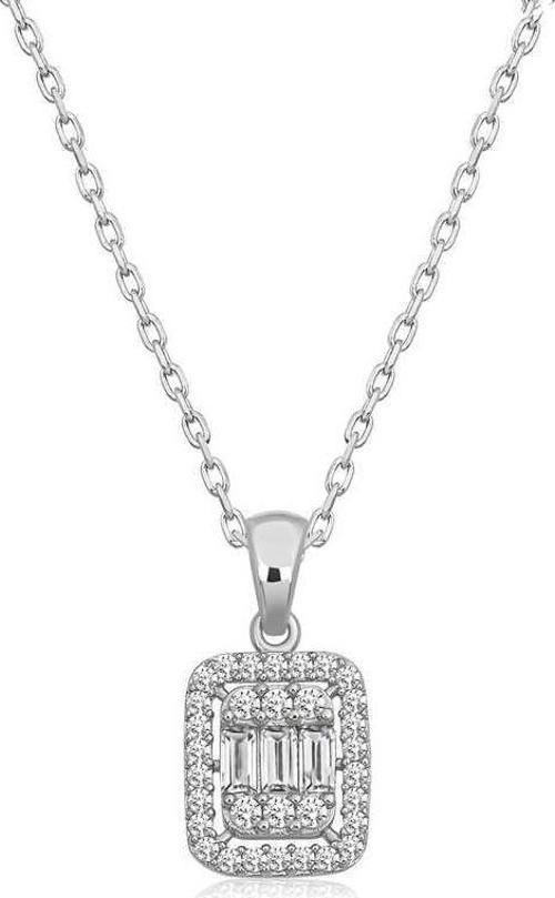 925 Ayar Gümüş Baget Taşlı Kadın Gümüş Kolye