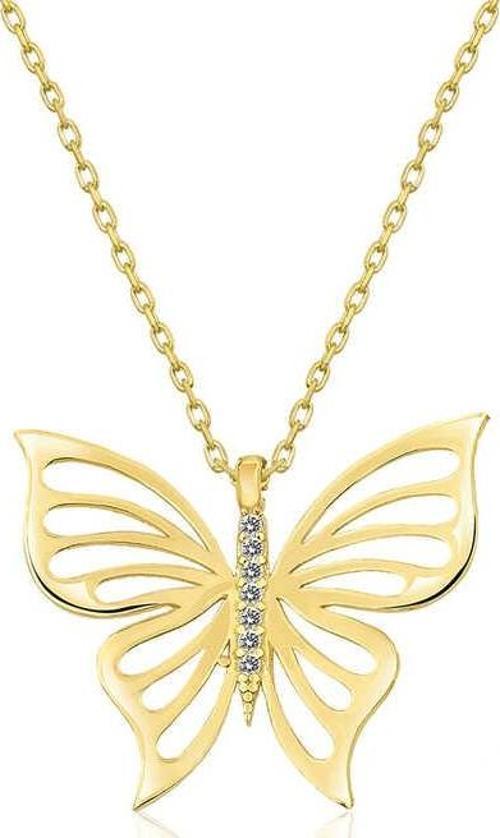 ​925 Ayar Gümüş Gold Bahar Kelebeği Kadın Gümüş Kolye