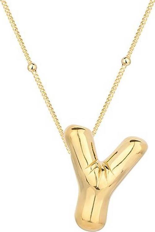 925 Ayar Gümüş Gold Balon Y Harfi Kadın Gümüş Kolye