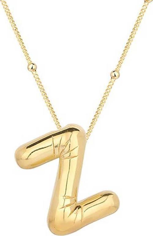 925 Ayar Gümüş Gold Balon Z Harfi Kadın Gümüş Kolye