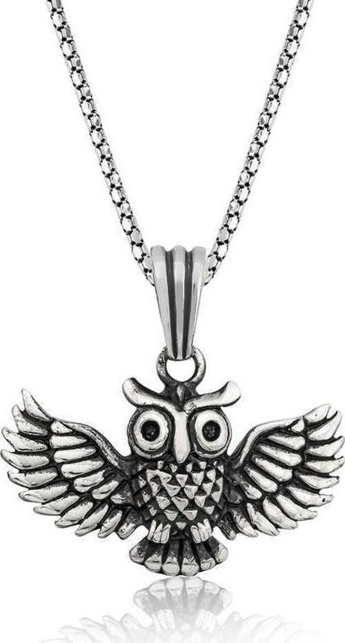 925 Ayar Gümüş Baykuş Erkek Gümüş Kolye