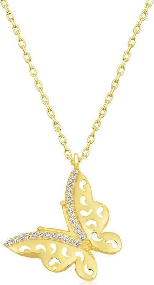925 Ayar Gümüş Gold Kelebek Kadın Gümüş Kolye