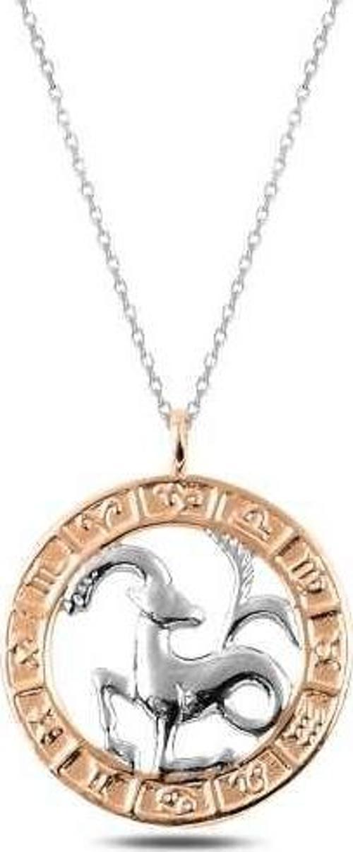 ​925 Ayar Gümüş Rose Oğlak Burcu Kadın Gümüş Kolye