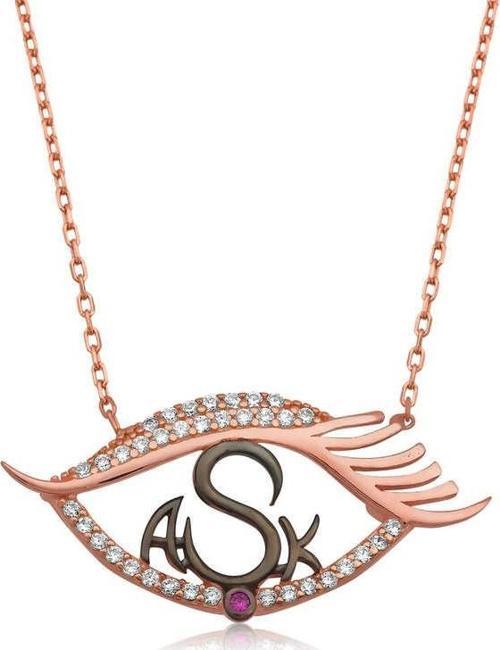 925 Ayar Gümüş Gözümde Aşk Kadın Gümüş Kolye