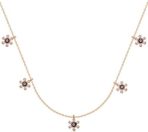 925 Ayar Gümüş Çiçek Nazarlı Şans Kadın Gümüş Kolye