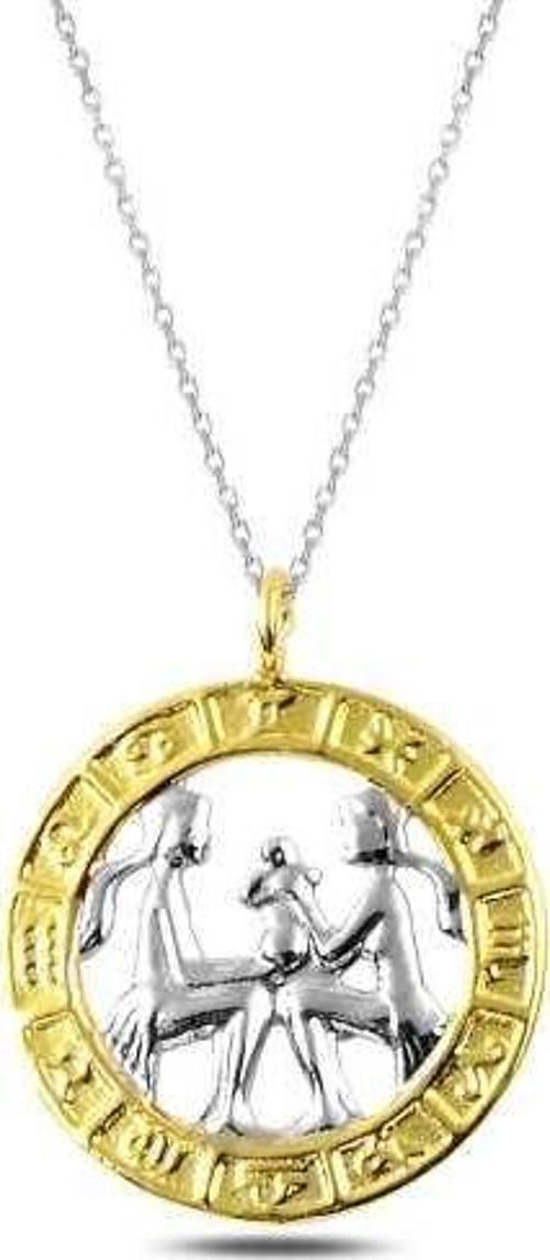 925 Ayar Gümüş Gold İkizler Burcu Kadın Gümüş Kolye