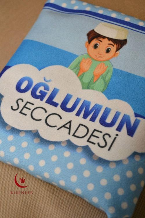 Çantalı Erkek Çocuk Seccadesi-Oğlumun Seccadesi (Mavi)
