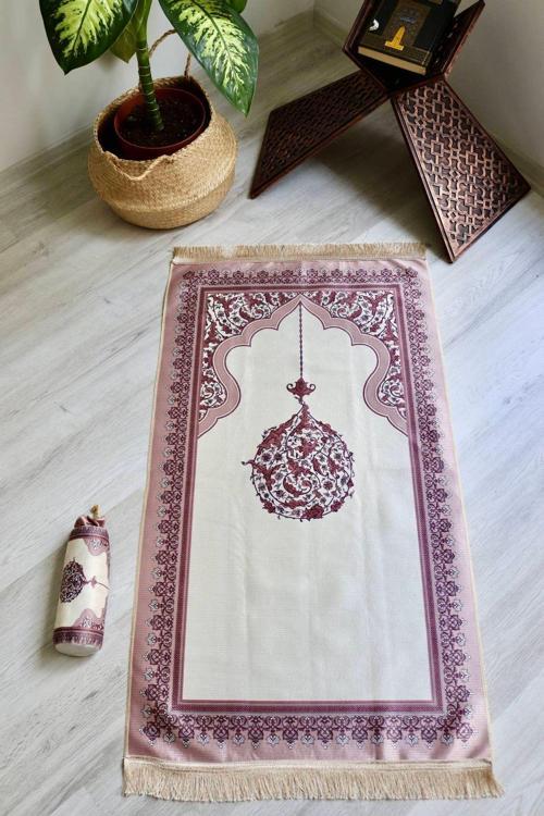 Mihrap Desenli İpek Dokulu Keseli Seccade S1029 Pembe Renk