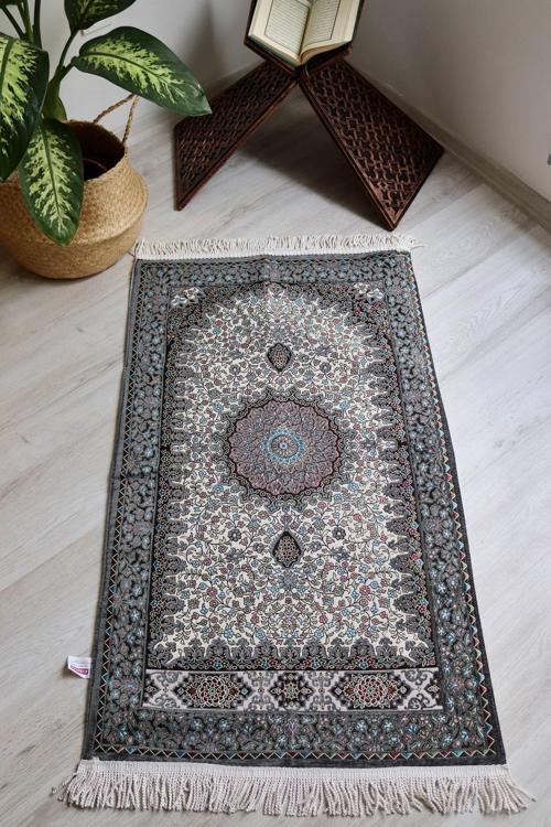 Osmanlı Desen Astarlı Lüks Seccade S1018 Gri