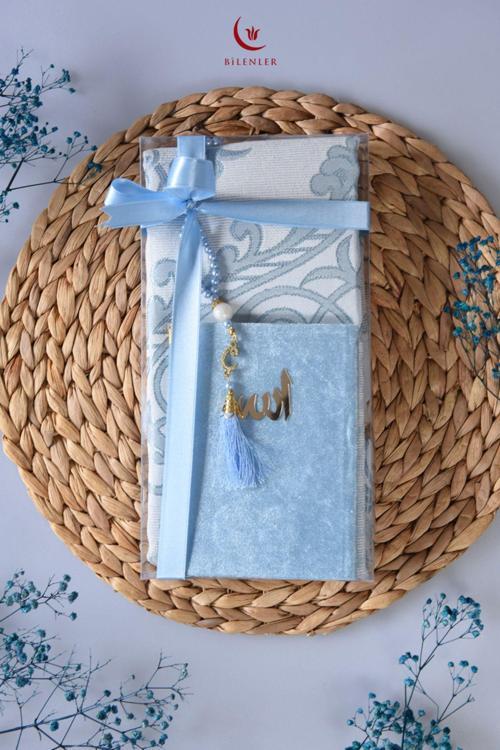 Seccade Kadife Yasin ve İnci Tesbih Hediyelik Set 1 Adet