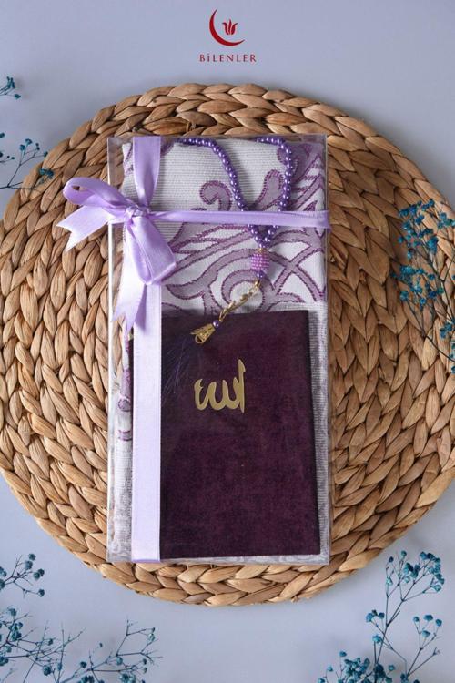 Seccade Kadife Yasin ve İnci Tesbih Hediyelik Set 1 Adet