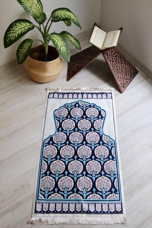 Keseli Ipek Dokulu Seccade S1001 Mavi