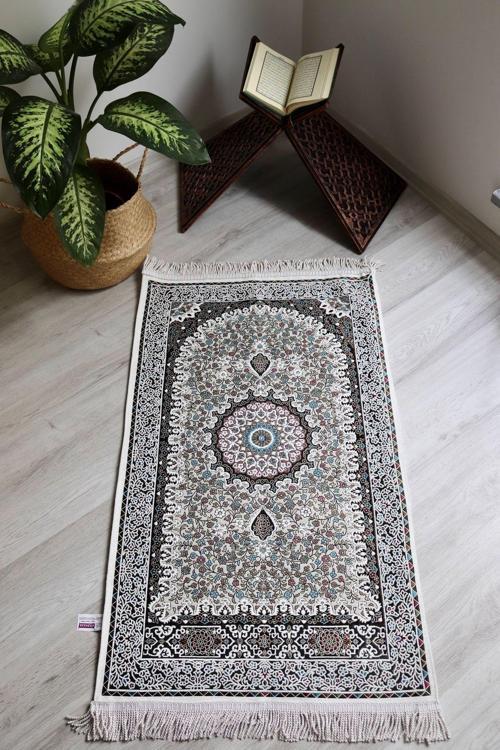 Osmanlı Desen Astarlı Lüks Seccade S1018 Krem