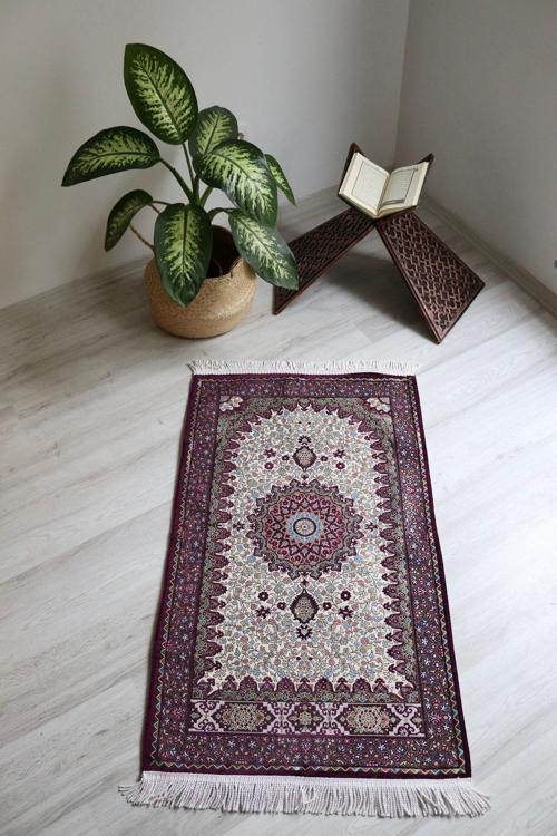 Osmanlı Desen Astarlı Lüks Seccade S1018 Krem