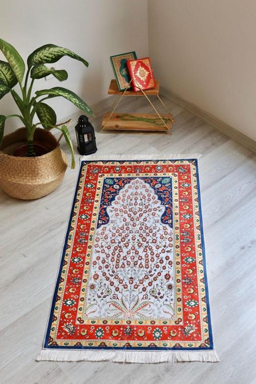 Turuncu Renkli Ipeksi Keseli Seccade Seti S1001 Fuşya