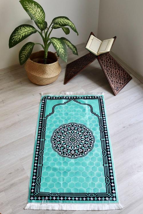 Keseli Ipek Dokulu Seccade S1001 Mavi