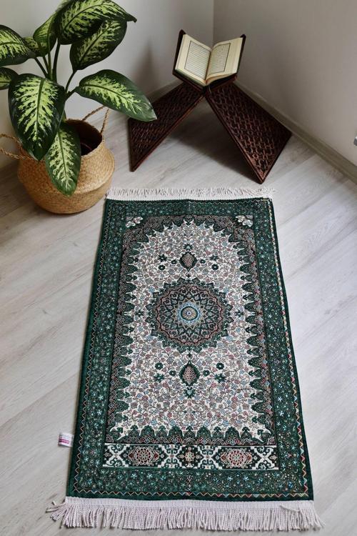 Osmanlı Desen Astarlı Lüks Seccade S1018 Yeşil