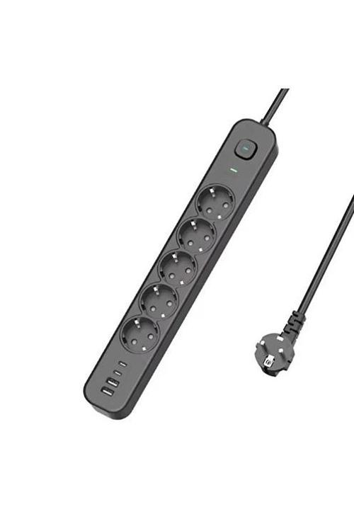 5 Prizli Akım Korumalı Uzatma Kablosu | 2xusb-a + 2xusb-c | 3680w - 2m Kablo
