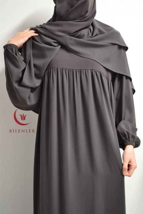 Medine İpeği Elbise-Sufle ve Peçe Takım Üç Parça Set