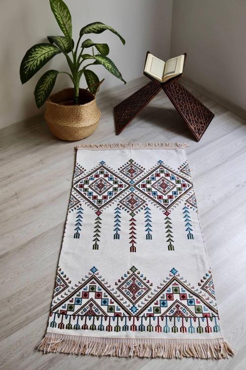 Lale Desenli Astarlı Lüks Seccade S1002 Siyah