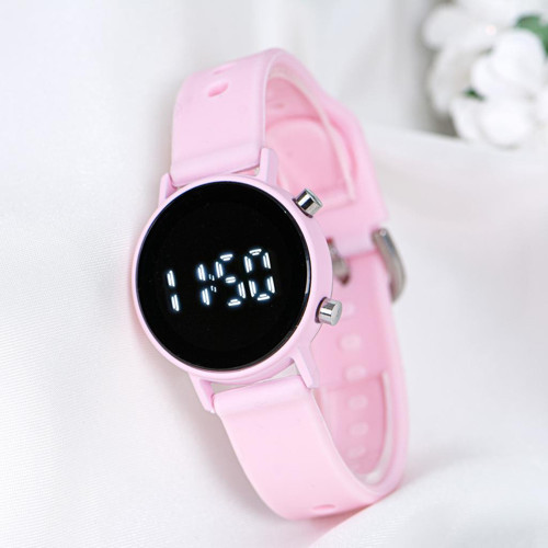 Toz Pembe Beyaz Led Ekran Dijital Kadın Kız Çocuk Kol Saati ST-304012