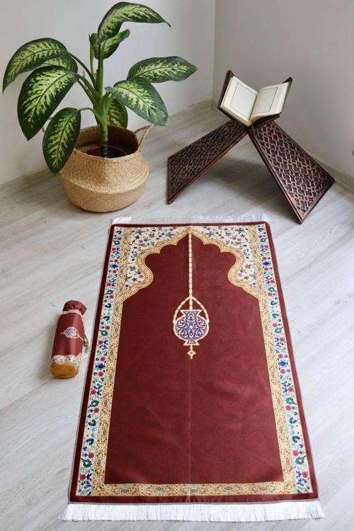 Taşınabilir Ipek Dokulu Keseli Seccade S1001-2 Lacivert