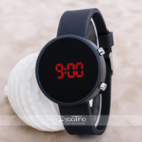Siyah Renk Silikon Kordonlu Yuvarlak Dijital Ekran Unisex Saat ST-303634