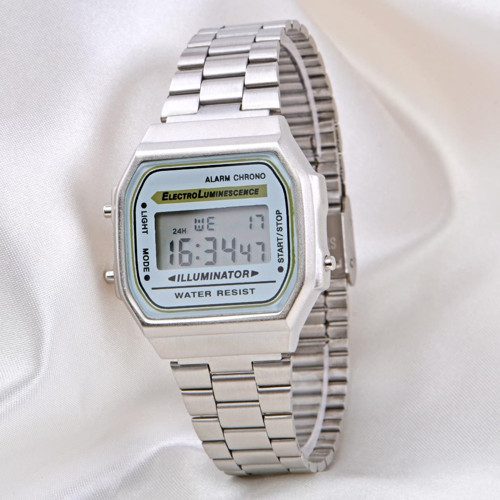 Vintage Retro Gümüş Renk Dijital Erkek Unisex Kol Saati ST-304129