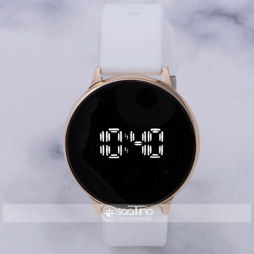 Beyaz Silikon Kordonlu Dokunmatik Led Ekran Unisex Kadın Kol Saati ST-303877