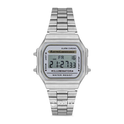 Gümüş Renk Çelik Kordon Dijital Retro Bayan Unisex Kol Saat ST-303955