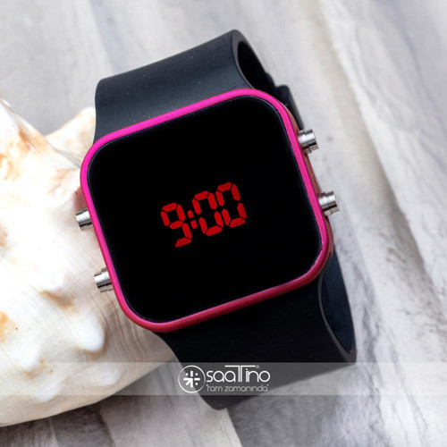 Dijital Unisex Fuşya Led Kadın Kol Saati Silikon Bileklik Saat ST-303592