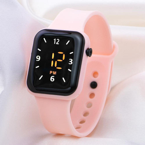 Pembe Renk Dokunmatik Su Geçirmez Silikon Kordon Çocuk Kol Saat ST-304079