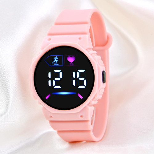 Pembe Renk Silikon Kordonlu Genç Kız Kadın Led Kol Saat ST-304140