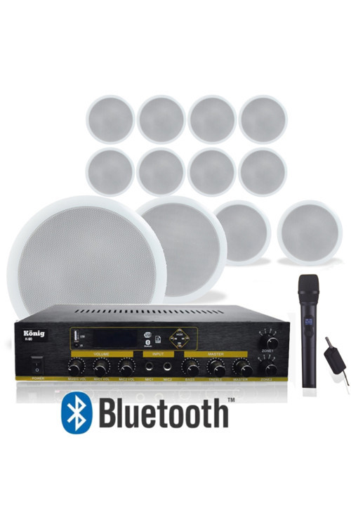 12’Li Tavan Hoparlörlü El Mikrofonlu Bluetooth Anfi Ses Seti