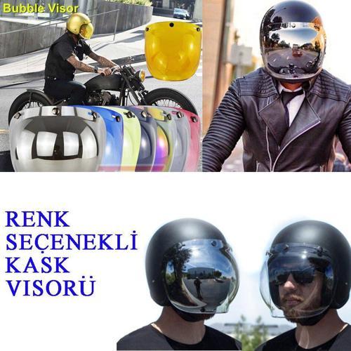 Motosiklet Yarım Kask Camı/Vizörü Çıtçıtlı Ayna Efekt 