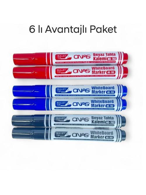 NS-703 Yuvarlak Uç Beyaz Yazı Tahta Kalemi 6 lı Set