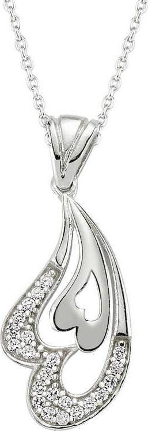 925 Ayar Gümüş Kalpli Kadın Gümüş Kolye