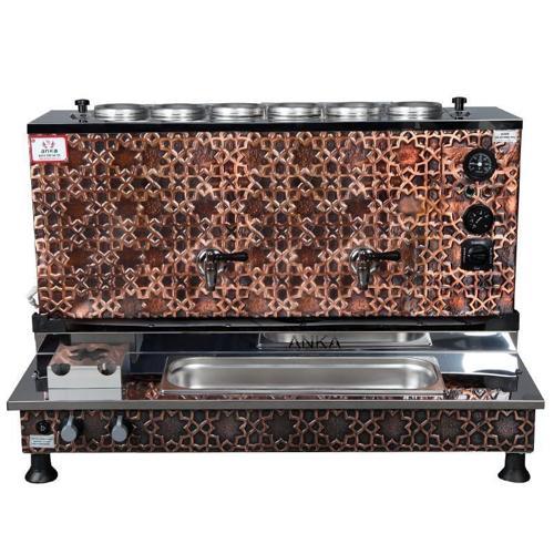  Anka Pro Plus Otomatik Çay Kazanı 6 Demlikli 60 Litre Bakır Elektrikli Doğalgazlı
