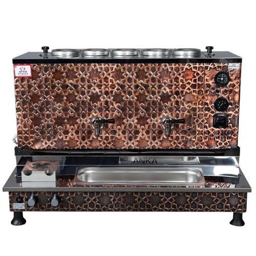  Anka Pro Plus Otomatik Çay Kazanı 5 Demlikli 50 Litre Bakır Elektrikli Doğalgazlı