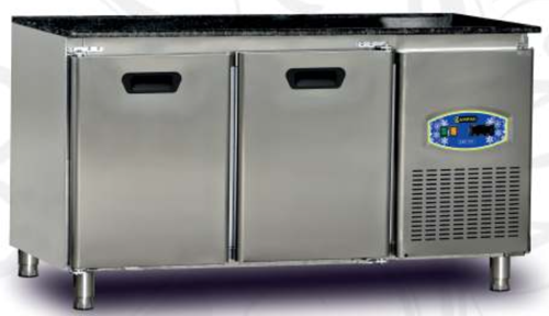 Tezgah Tipi Buzdolabı Granitli, Çift Kapılı Pizza Hazırlık Dolabı 290 litre 150 x 70 x 109 (cm)