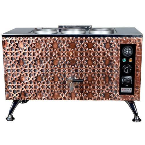 Pro Elektrikli Full Otomatik Çay Kazanı 3 Demlikli 30 Litre Bakır