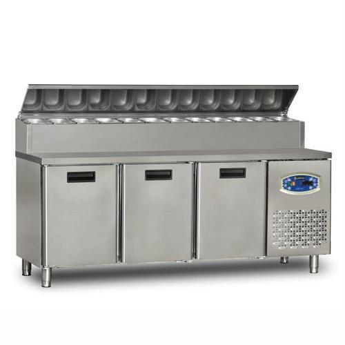 3 Kapılı  Alçak Monte Pizza Hazırlık Dolabı 450 Litre 200 x 70 x 109 (cm)