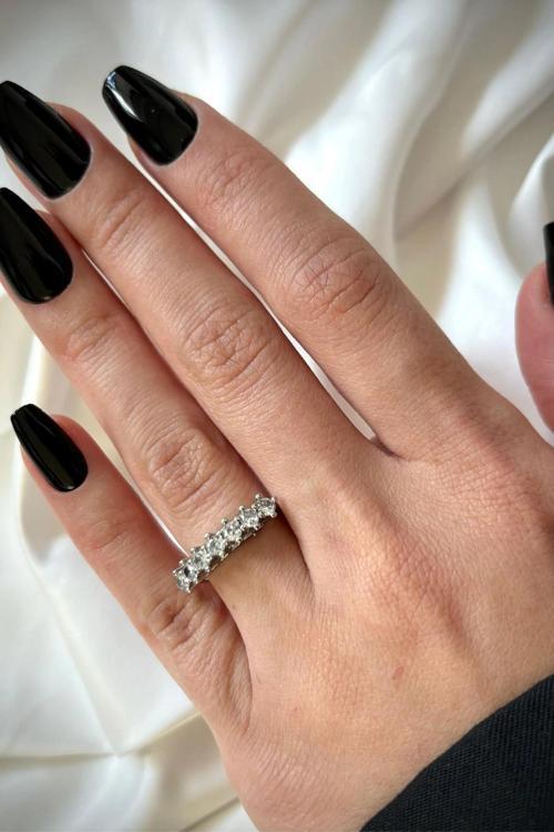 Yeni Sezon 7 Taş Sıra Zirkon Taşlı Tasarım Model Ayarlanabilir Kadın Çelik Yüzük