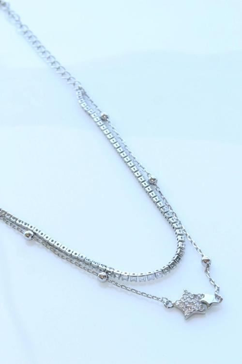 Yeni Sezon Çift Sıra Yıldız Zincirli Su Yolu Renk Atmaz Kararmaz Garantili Kadın Çelik Bileklik